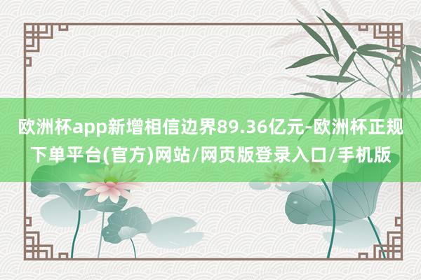 欧洲杯app新增相信边界89.36亿元-欧洲杯正规下单平台(官方)网站/网页版登录入口/手机版