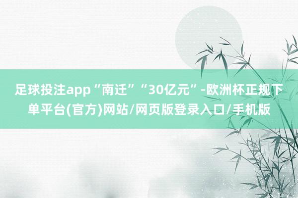 足球投注app“南迁”“30亿元”-欧洲杯正规下单平台(官方)网站/网页版登录入口/手机版