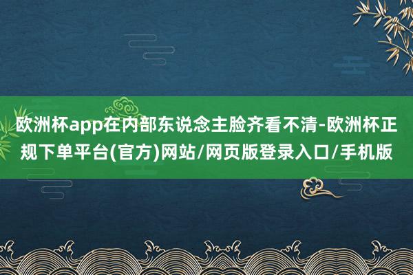 欧洲杯app在内部东说念主脸齐看不清-欧洲杯正规下单平台(官方)网站/网页版登录入口/手机版