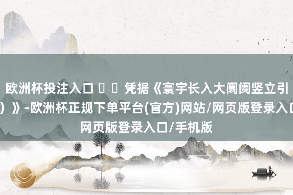 欧洲杯投注入口   凭据《寰宇长入大阛阓竖立引导（试行）》-欧洲杯正规下单平台(官方)网站/网页版登录入口/手机版