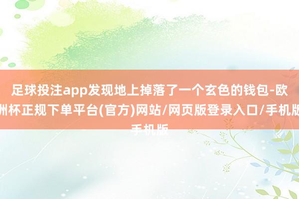 足球投注app发现地上掉落了一个玄色的钱包-欧洲杯正规下单平台(官方)网站/网页版登录入口/手机版