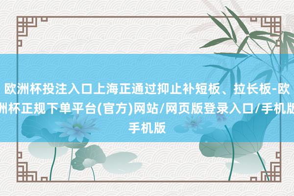 欧洲杯投注入口上海正通过抑止补短板、拉长板-欧洲杯正规下单平台(官方)网站/网页版登录入口/手机版