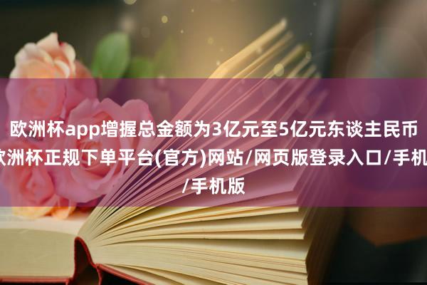 欧洲杯app增握总金额为3亿元至5亿元东谈主民币-欧洲杯正规下单平台(官方)网站/网页版登录入口/手机版