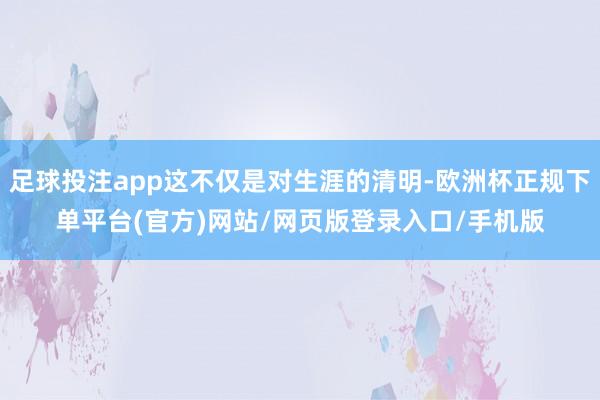 足球投注app这不仅是对生涯的清明-欧洲杯正规下单平台(官方)网站/网页版登录入口/手机版