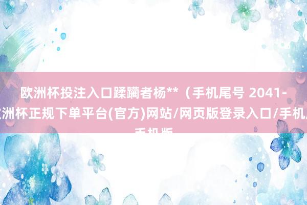 欧洲杯投注入口蹂躏者杨**（手机尾号 2041-欧洲杯正规下单平台(官方)网站/网页版登录入口/手机版