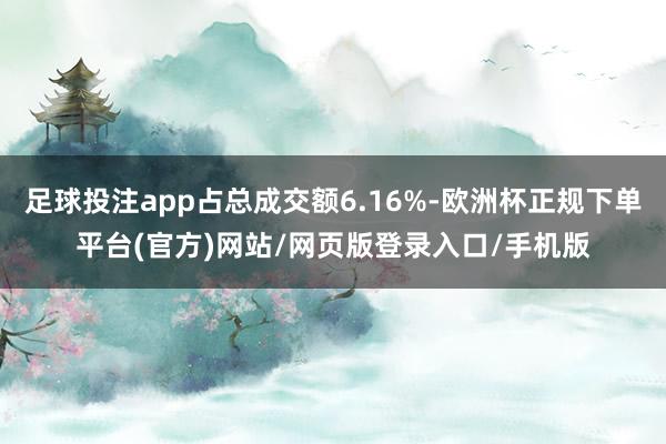 足球投注app占总成交额6.16%-欧洲杯正规下单平台(官方