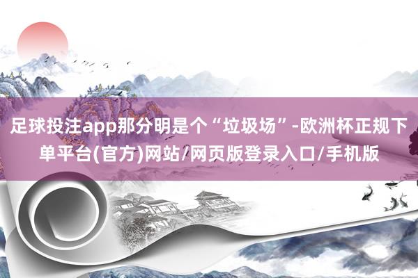 足球投注app那分明是个“垃圾场”-欧洲杯正规下单平台(官方)网站/网页版登录入口/手机版