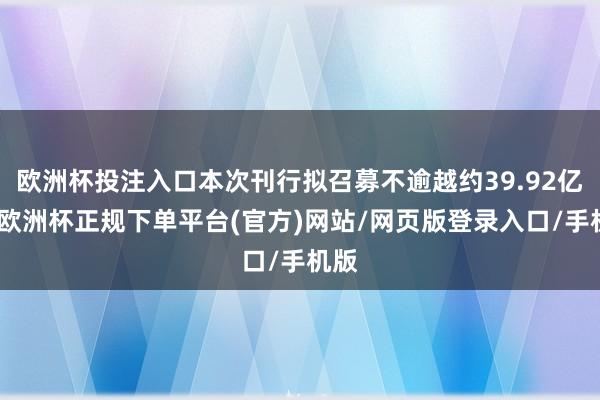 欧洲杯投注入口本次刊行拟召募不逾越约39.92亿元-欧洲杯正规下单平台(官方)网站/网页版登录入口/手机版