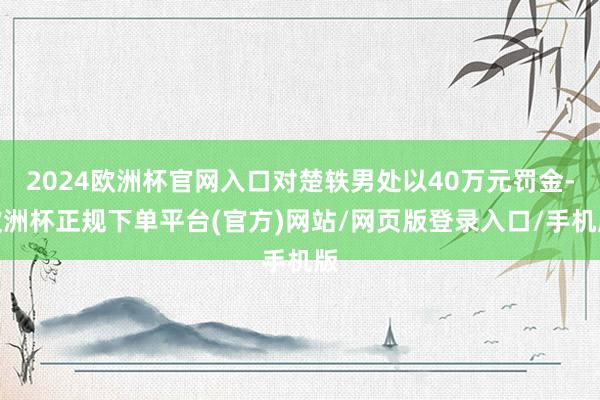 2024欧洲杯官网入口对楚轶男处以40万元罚金-欧洲杯正规下单平台(官方)网站/网页版登录入口/手机版