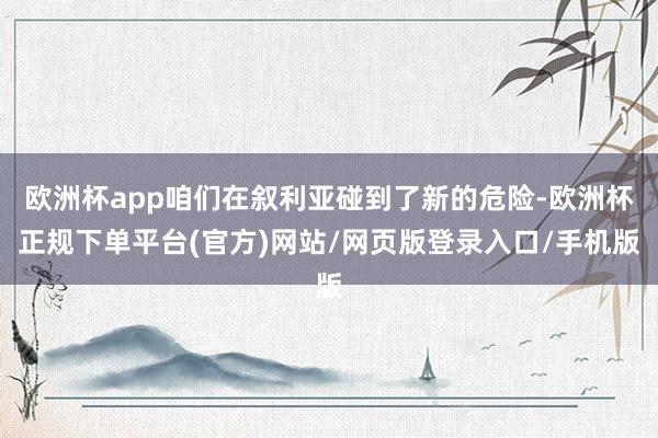 欧洲杯app咱们在叙利亚碰到了新的危险-欧洲杯正规下单平台(官方)网站/网页版登录入口/手机版